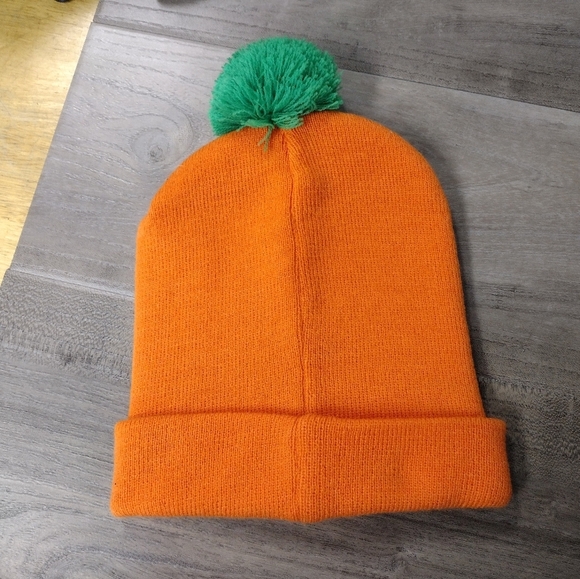 Orange pumpkin stocking cap with pom - Picture 2 of 6